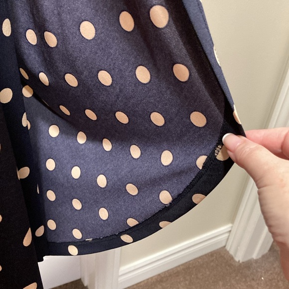 NWOT - Connected Apparel Navy & Cream Polka Dot Faux Wrap Dress - Size 12 - Picture 13 of 15